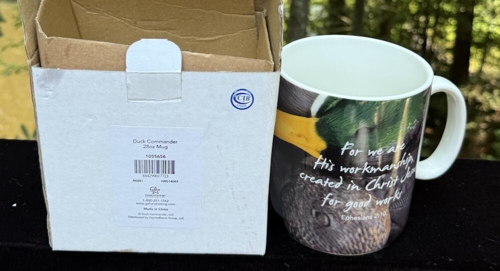 NEW Duck Commander XL Coffee Soup Mug 28 oz with Logo & Ephesians 2:10 Scripture